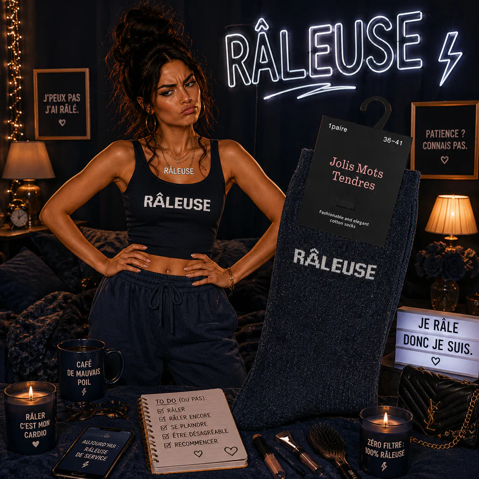 Paire de Chaussettes Fun "RĂLEUSE " Bleu Nuit