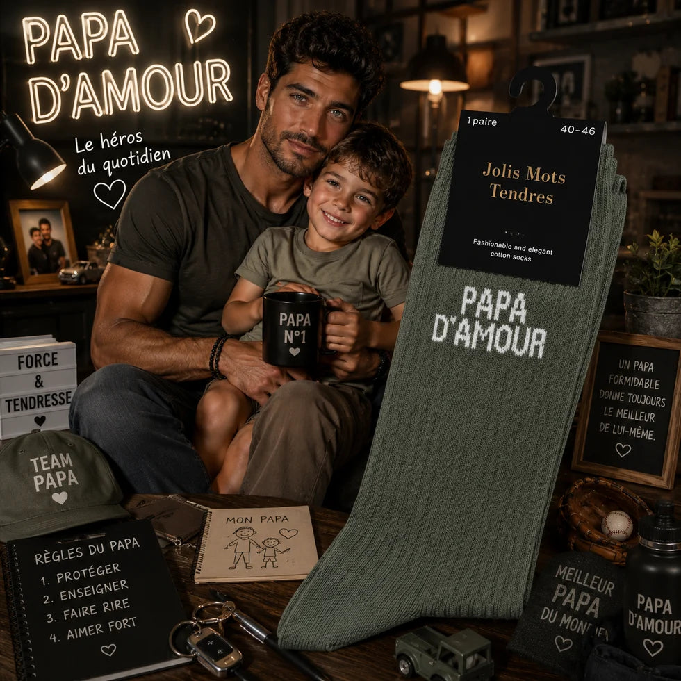 Chaussettes Homme “Papa d’Amour” – Vert Kaki