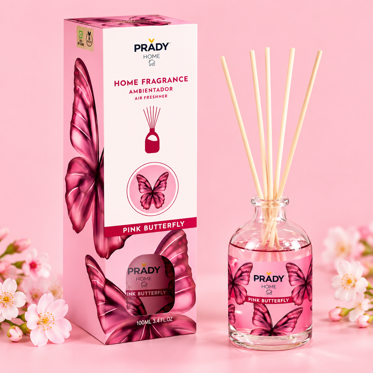 đŠ Mikado Diffuseur Pink Butterfly Prady â Parfum Maison Glamour & Gourmand â 100 ml