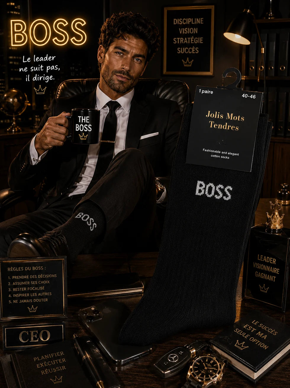 Chaussettes Homme “BOSS” Noires Taille 40/46