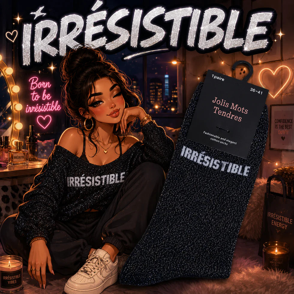 Paire de Chaussettes Fun "IRRÉSISTIBLE " Noir