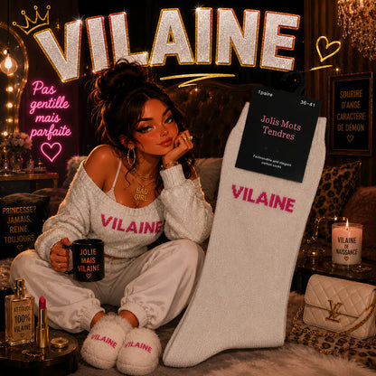Paire de Chaussettes Fun "VILAINE" Beige Doré