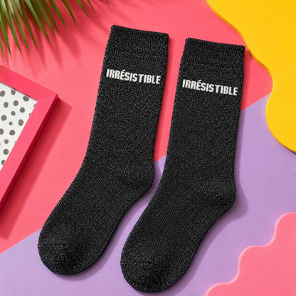 Paire de Chaussettes Fun "IRRÉSISTIBLE " Noir