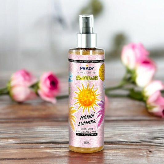 Brume parfumée et pailletée corps et cheveux Monoï