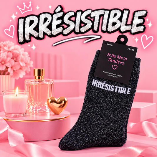 Paire de Chaussettes Fun "IRRÉSISTIBLE " Noir
