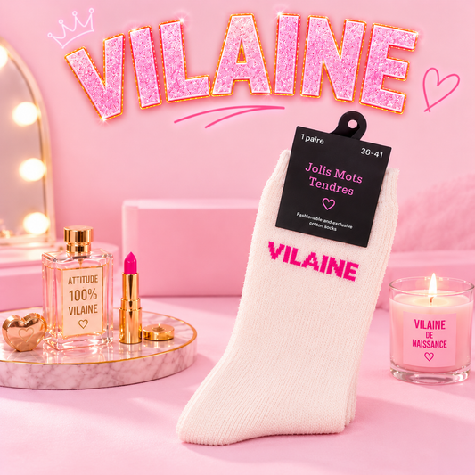 Paire de Chaussettes Fun "VILAINE" Beige Doré