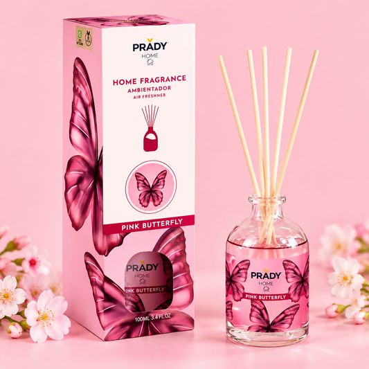 🦋 Mikado Diffuseur Pink Butterfly Prady – Parfum Maison Glamour & Gourmand – 100 ml