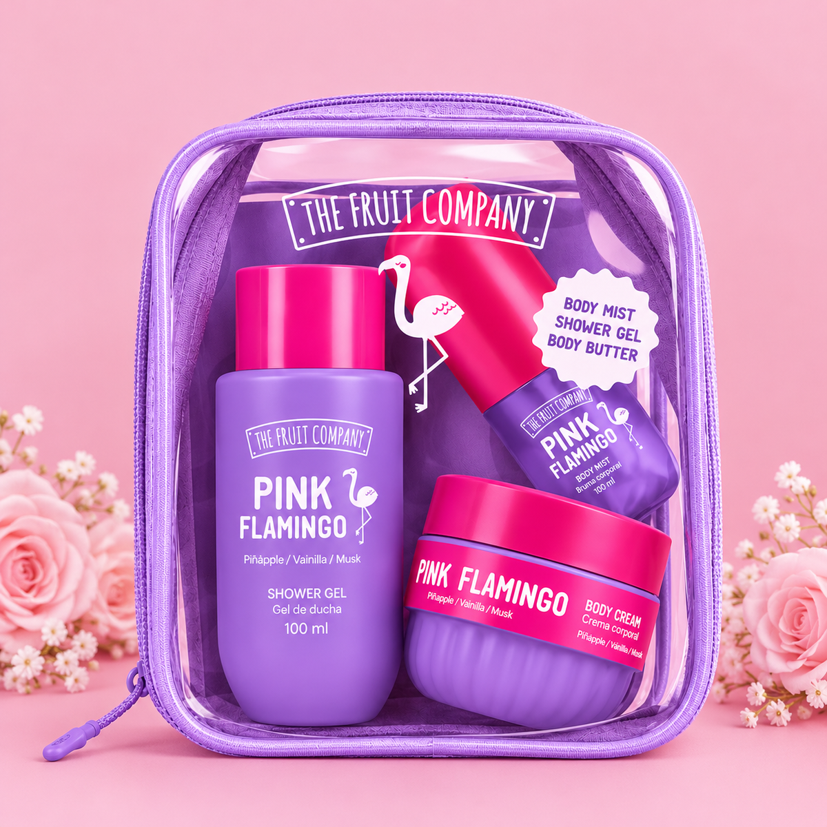 🦩 Travel Bag The Fruit Company – Pink Flamingo – Pitahaya • Vanille • Musc